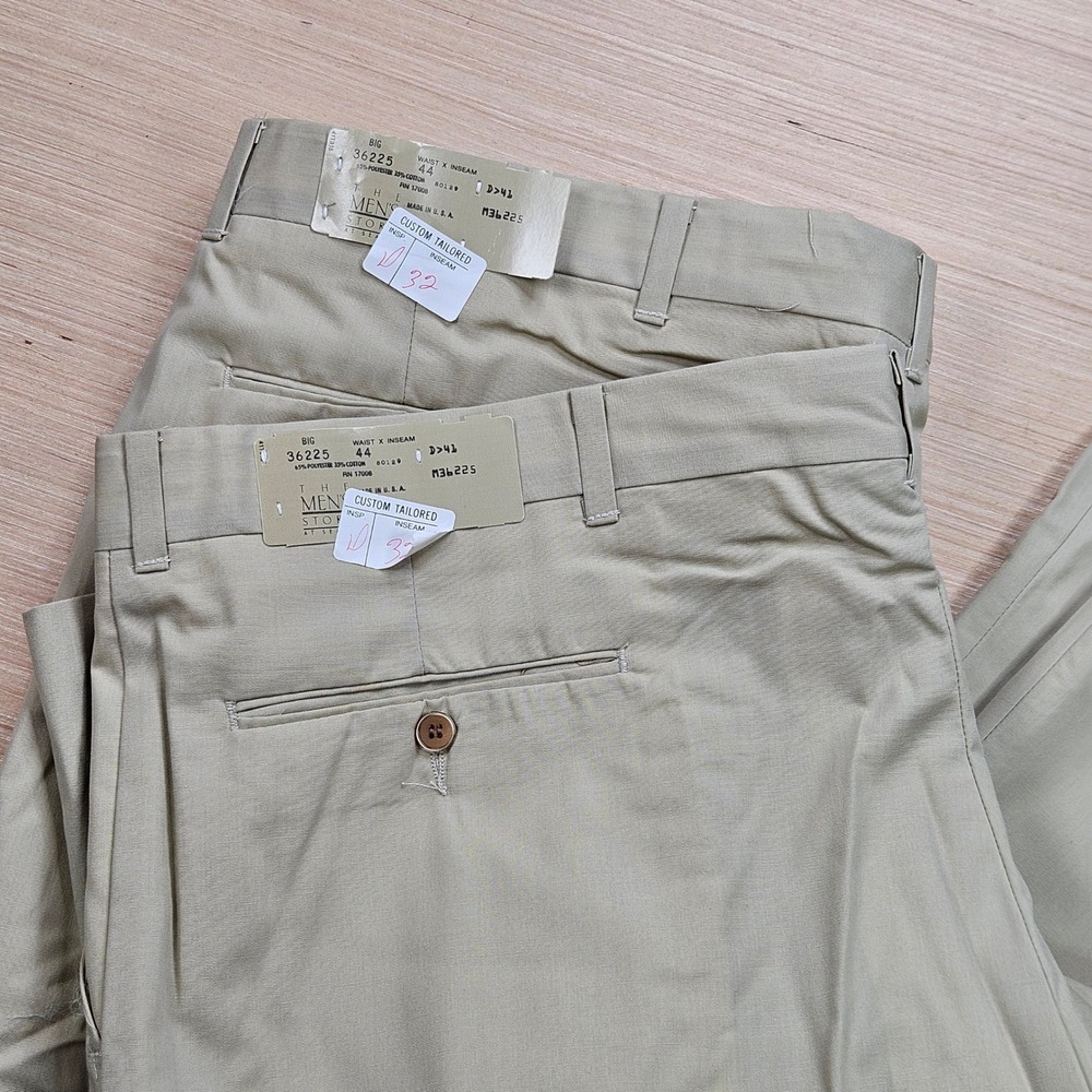 Lot of 2 The Men's Store Pants Mens 44x32 Khaki Trousers Dress Chinos USA NEW